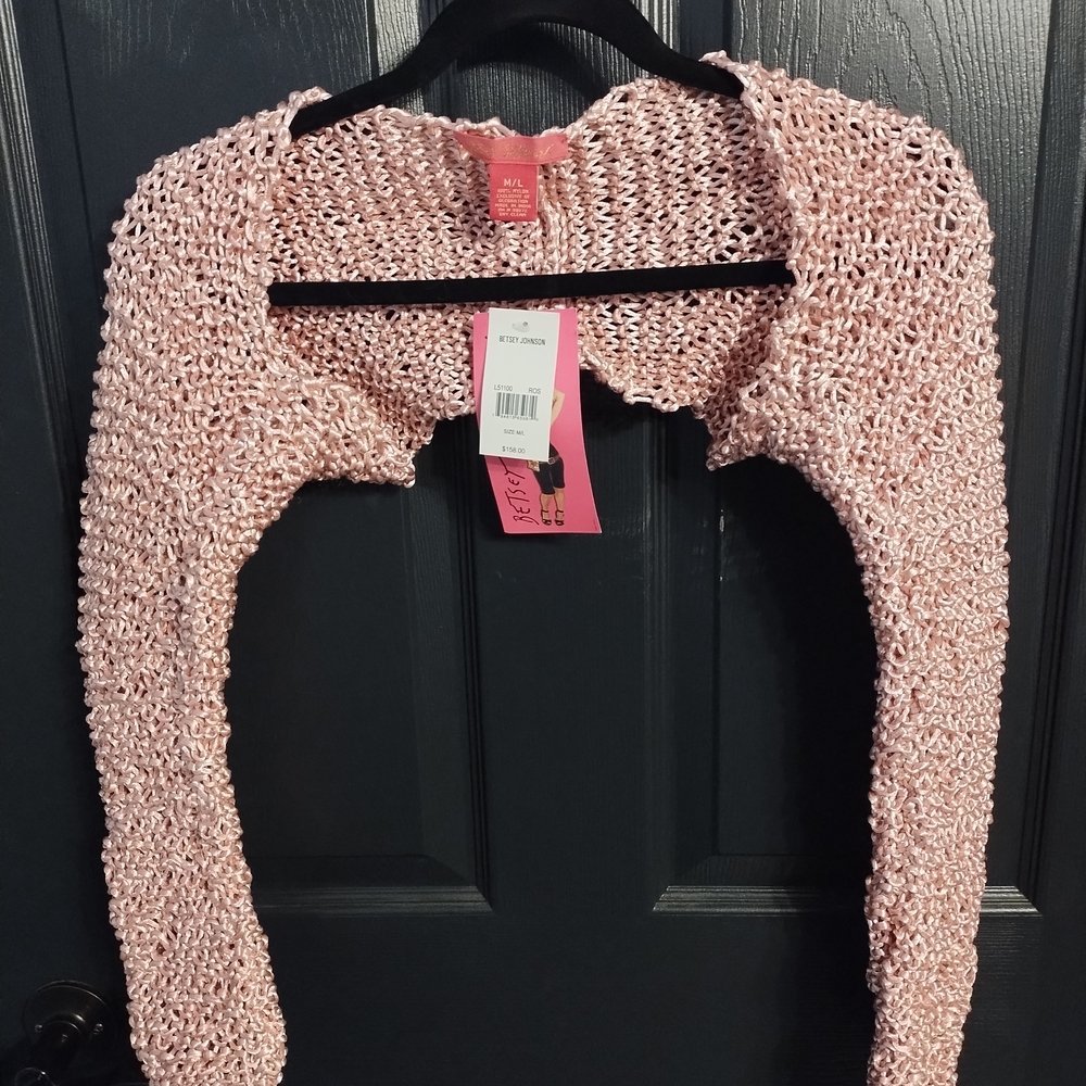 Betsey Johnson Blush Pink Open-Knit Shrug